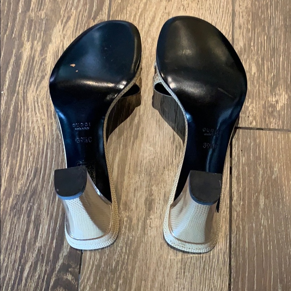 Gucci Beige and Black Open-Toe Sandal Mules - Picture 3 of 5